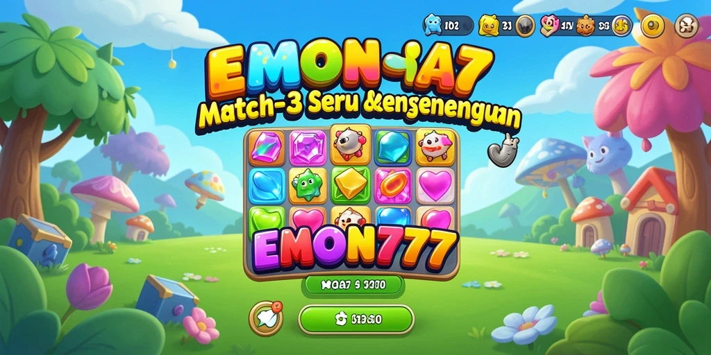 Tampilan gameplay seru dari EMON777 yang menampilkan elemen Match-3.