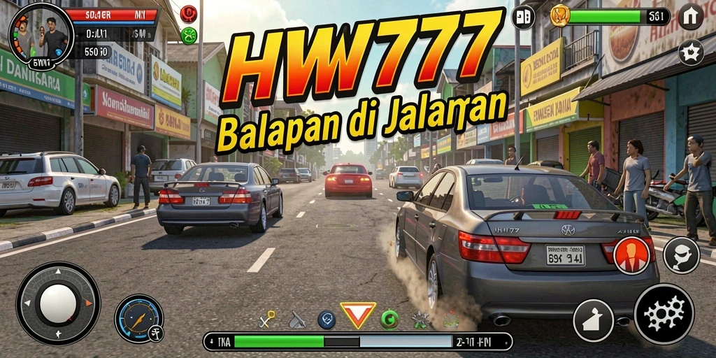Gameplay balapan seru dalam HW777 dengan grafik menawan.