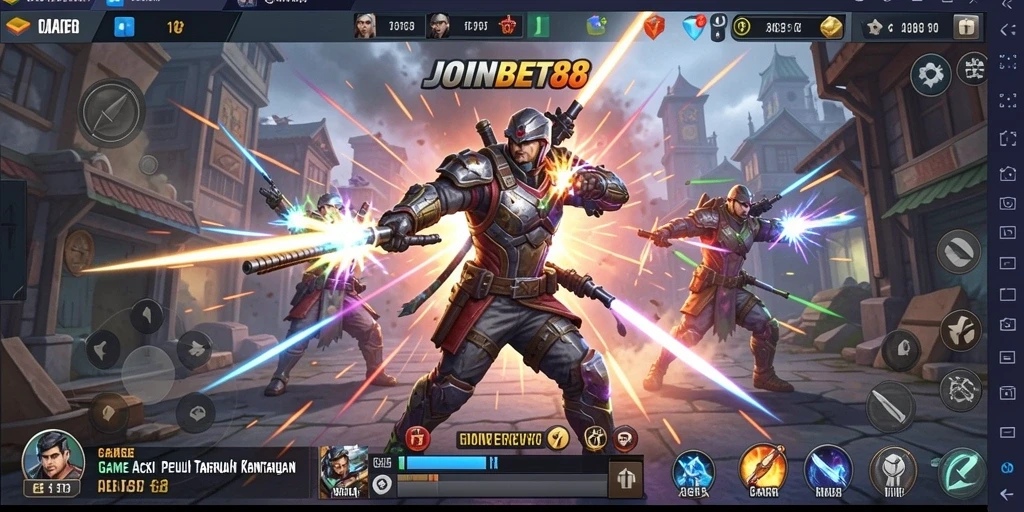 Screenshot gameplay dari JOINBET88 yang menampilkan aksi pertempuran yang intens.