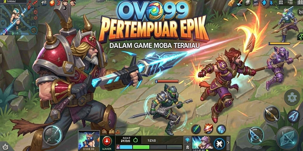 Tampilan gameplay OVO99 yang menegangkan dalam pertempuran MOBA.