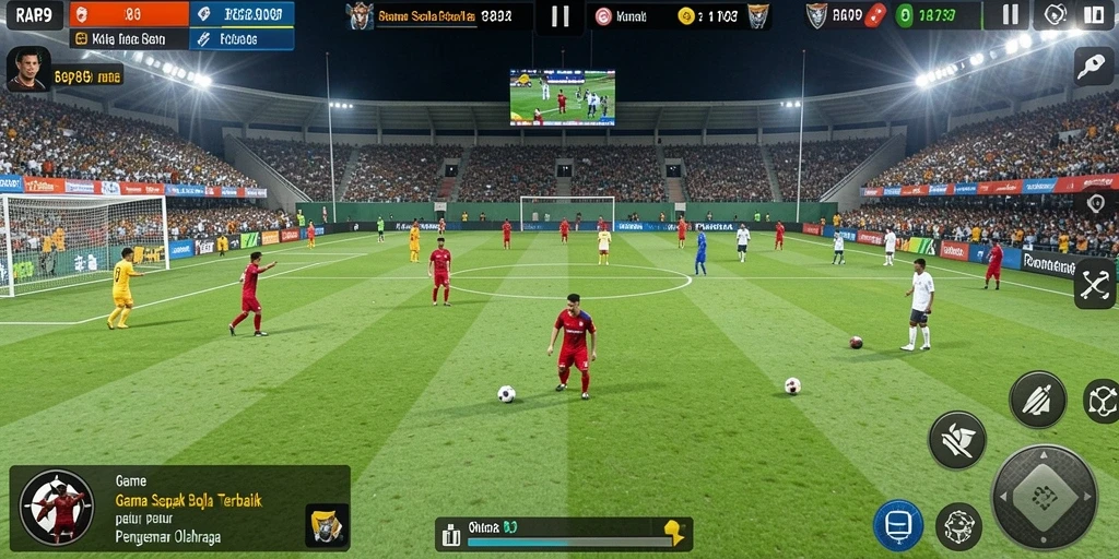 Tampilan gameplay intense di lapangan sepak bola RAP89.