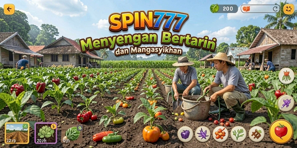 Tampilan gameplay SPIN777 dengan aktivitas bertani yang seru.